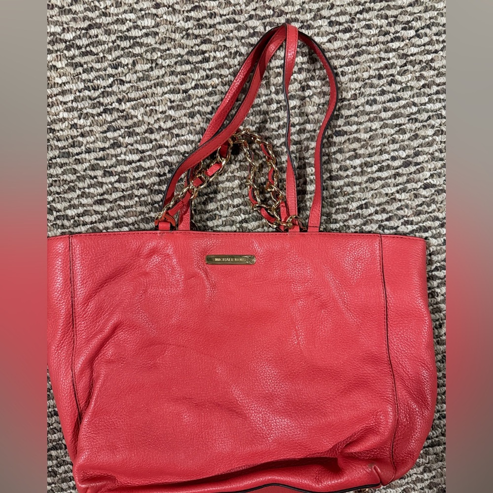 Michael Kors orange/peach Leather Tote Bag